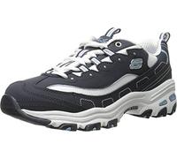 Skechers D'Lites Biggest Fan Regular, Zapatillas, Mujer, Navy Trubuck/ White Mesh/ Carolina Blue Trim, 40