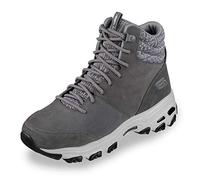Skechers D'LITES CHILL FLURRY, Botines para Mujer, Charcoal Suede/ Knit, 37.5 EU