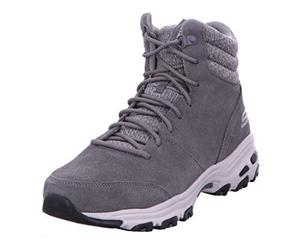 Skechers D'LITES CHILL FLURRY, Botines para Mujer, Charcoal Suede/ Knit, 37.5 EU