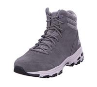 Skechers D'LITES CHILL FLURRY, Botines para Mujer, Charcoal Suede/ Knit, 37 EU