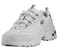 Skechers D'Lites Fresh Start - Tenis de espuma viscoelástica con cordones para mujer, Blanco/Blu, 39 EU