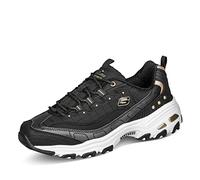 Skechers D'Lites Ladies Night, Zapatillas Mujer, Black Duraleather Gold Trim, 39 EU