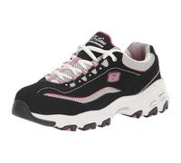 Skechers D'Lites-Life Saver, Zapatillas Mujer, Negro (BKWP Black Trubuck/White Mesh/Pink Trim), 39.5 EU