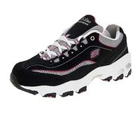 Skechers D'Lites-Life Saver, Zapatillas Mujer, Negro (BKWP Black Trubuck/White Mesh/Pink Trim), 38.5 EU
