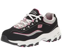 Skechers D'Lites-Life Saver, Zapatillas Mujer, Negro (BKWP Black Trubuck/White Mesh/Pink Trim), 41 EU