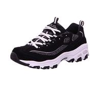 Skechers D'LITES ME TIME, Zapatillas para Mujer, Black Trubuck/ Black & Gray Mesh/ White Trim, 39 EU