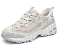 Skechers D'Lites Smooth Nostalgia, Zapatillas de Ocio Mujer, Natural Leather/Duraleather/Grey Mesh/Trim, 38 EU