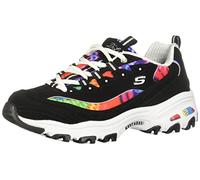 Skechers D'Lites-Summer Fiesta -Zapatilla para mujer, Negro Multi, 6 Wide | Espuma viscoelástica refrigerada por aire, entresuela acolchada con suela flexible, tenis deportivos de moda con cordones