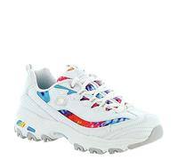 Skechers D'lites Summer Fiesta, Zapatillas Mujer, White Leather Multi Mesh White Trim, 38.5 EU