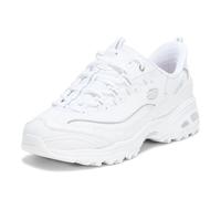 Skechers D'Lites Winning Choice - Tenis sin Cordones para Mujer, Blanco/Plata, 8.5 Wide