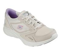 Skechers D'lux Comfort Plenty Success- Tenis Deportivos para Mujer, Malla de Cuero Natural con Ribete Morado, 40 EU
