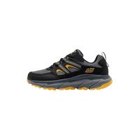 Skechers D'lux Journey- Zapatos de Senderismo para Hombre, Cuero Negro Textil Ribete Amarillo, 42 EU