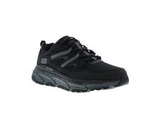 Skechers D'Lux Journey, Zapatos para Senderismo Hombre, Black Leather/Textile/Yellow Trim, 41.5 EU