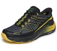 Skechers D'lux Pro Reel Cutting, Zapatillas de Deporte Hombre, Cuero Negro Malla Sintética Verde Trim, 45 EU