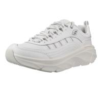 Skechers D'lux Walker 2.0 Golden Step- Tenis para Mujer, Piel Blanca y Ribete Plateado, 40 EU