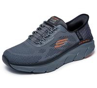 Skechers D'lux Walker 2.0 Rezinate - Zapatos sin Cordones para Hombre, Carbón/Anaranjado, 42 EU