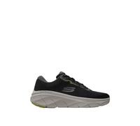 Skechers D'lux Walker 2.0 Swave, Zapatillas Hombre, Malla sintética Negra con Ribete de Lima, 44 EU