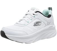 Skechers D'lux Walker Infinite Motion, Zapatillas Mujer, White Leather Mesh Black Trim, 40 EU