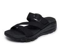 Skechers Easy Going Slide on By - Sandalias de pala para mujer., Negro/Negro, 7
