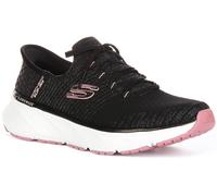 SKECHERS Edgeride Impression Ajuste Holgado Vegano Mujer Trainer Negro Rosa UK 3