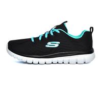 Skechers Graceful Get Connected Regular, Zapatillas Mujer, Black Mesh Turquoise Trim, 37 EU