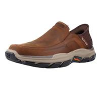 Skechers Elgin Moc Toe Zapatos sin Cordones de Piel para Hombre, Marrón | Casual, sin cordones, ajuste relajado, almohadilla de talón, espuma viscoelástica refrigerada por aire, goma Goodyear