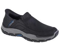 Skechers Elgin Moc Toe Zapatos sin Cordones de Piel para Hombre, Negro | Casual, sin cordones, ajuste relajado, almohadilla de talón, espuma viscoelástica refrigerada por aire, goma Goodyear
