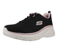 Skechers Zapatillas Fashion Fit 2.0 Moonlight MKP – Tela, suela blanca cuña – Negro/Oro Rosa 35