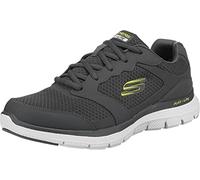 Skechers Flex Advantage 4.0, Zapatillas Hombre, Charcoal Leather Mesh PU Trim, 44 EU