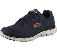 Skechers Flex Advantage 4.0, Zapatillas Hombre, Navy Leather Mesh PU Trim, 44 EU