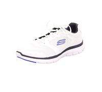 Skechers Flex Advantage 4.0, Zapatillas Hombre, White Leather Mesh Black PU Trim, 45 EU
