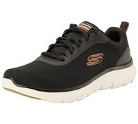 Skechers, Flex Advantage 5.0 Hombre, Malla Negra Duraleather Ribete Naranja, 43 EU