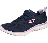 Skechers Flex Appeal 4.0 Active Flow, Zapatillas Mujer, Navy Leather/Mesh/Trim, 36 EU