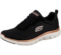 Skechers Flex Appeal 4.0 Brilliant View Regular, Zapatillas Mujer, Black Mesh Rose Gold Trim, 37 EU