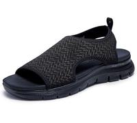 Skechers Flex Appeal 4.0-Livin' in This, Sandalias Deportivas Mujer, Negro, 40 EU