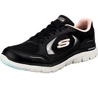 Skechers FLEX APPEAL 4.0 TRUE CLARITY, Zapatillas para Mujer, Black Leather/Pu/Mesh/Lt.pink Trim, 37 EU