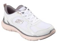 Skechers Flex Appeal 5.0 Retro Rush, Zapatillas Mujer, White Duraleather/Mesh/Multi Trim, 38.5 EU