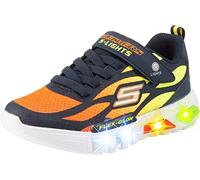 Skechers FLEX-GLOW DEZLOM, Zapatillas para Boy's, Navy Synthetic/ Textile/ Orange & Yellow Trim, 36 EU
