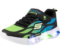 Skechers FLEX-GLOW DEZLOM, Zapatillas para Niños, Black Synthetic/ Textile/ Blue & Lime Trim, 34 EU