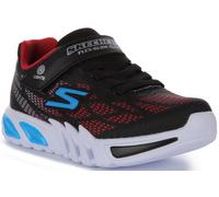 Skechers Flex Glow Elite Webbed Light Overlay Kids Trainer Rojo Negro UK 1 - 14