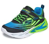 Skechers Flex-Glow Ultra para niño, Negro sintético Azul Lima Textil Plateado, 13.5 UK Child