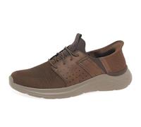 Skechers Garner Newick - Zapatos sin Cordones para Hombre, Tela sintética marrón Oscuro, 40 EU