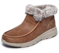 Skechers Glacial Ultra Cozy Getaway Botines para mujer, Tejido castaño, 39 EU