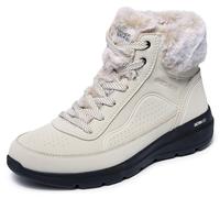 Skechers Glacial Ultra Mountain Muse, Botas de Moda Mujer, Natural/Black Synthetic, 41 EU
