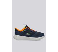 Skechers Go Run 400 V2 Turbo-BriskSneaker para niño, Tela sintética Azul Marino, Ribete Naranja y Lima, 9.5 UK Child