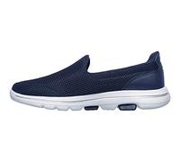 Skechers Go Walk 5, Zapatillas sin Cordones Mujer, Navy Textile White Trim, 35 EU