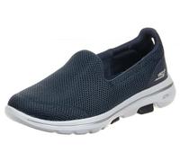 Skechers Go Walk 5, Zapatillas sin Cordones Mujer, Navy Textile White Trim, 40.5 EU