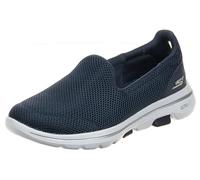 Skechers Go Walk 5, Zapatillas sin Cordones Mujer, Navy Textile White Trim, 42 EU