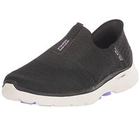Skechers GO Walk 6 Fabulous View, Sneakers,Sports Shoes Mujer, Black Textile/Lavender Trim, 37.5 EU