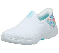 Skechers GO Walk 6 Tropical Bay, Zapatillas Mujer, White Textile Turquoise Trim, 40.5 EU